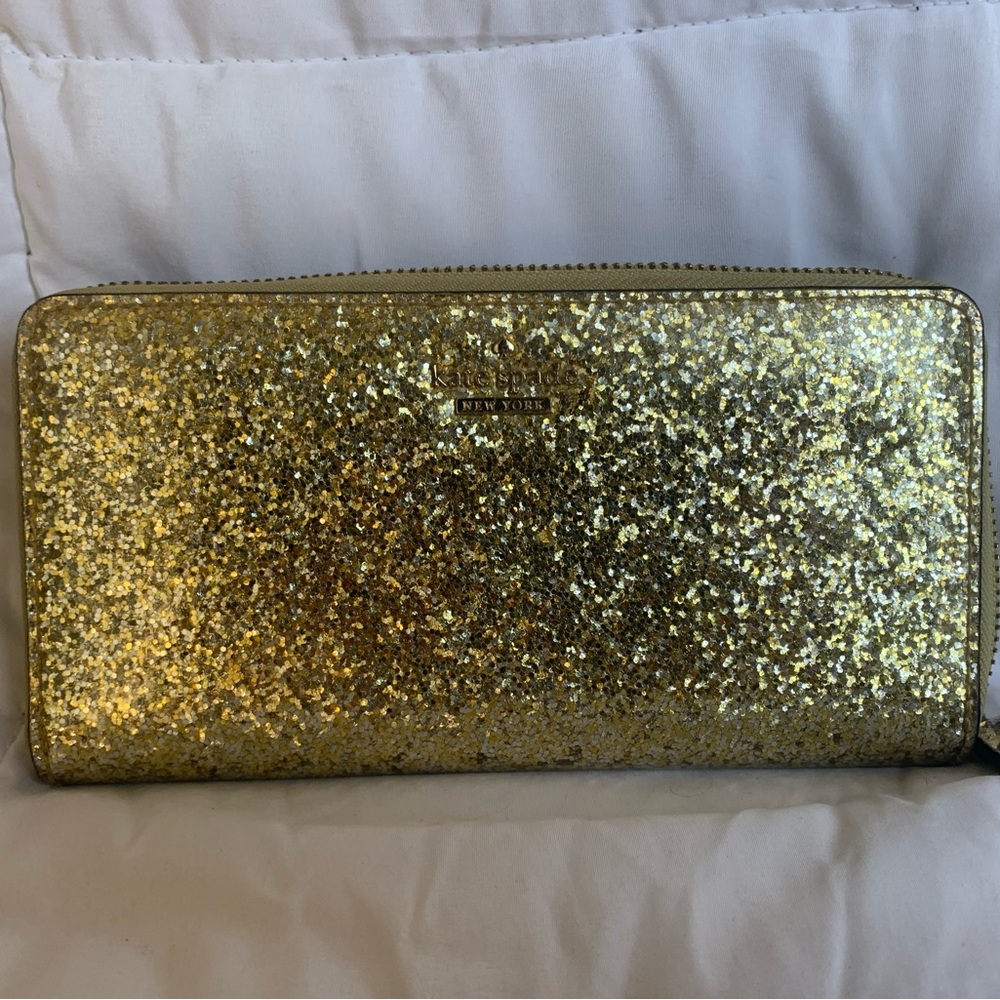 Kate Spade Gold Glimmer Boxed Large Continental Wallet